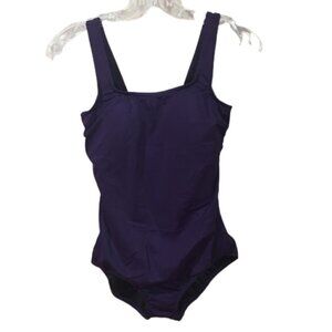 Lands End modest One Piece Swimsuit Purple Plum 6